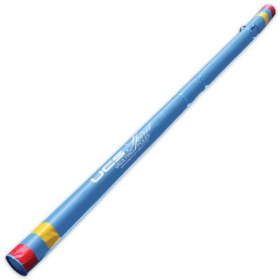 Blue and colored striped vaulting pole bag for transport and carrying